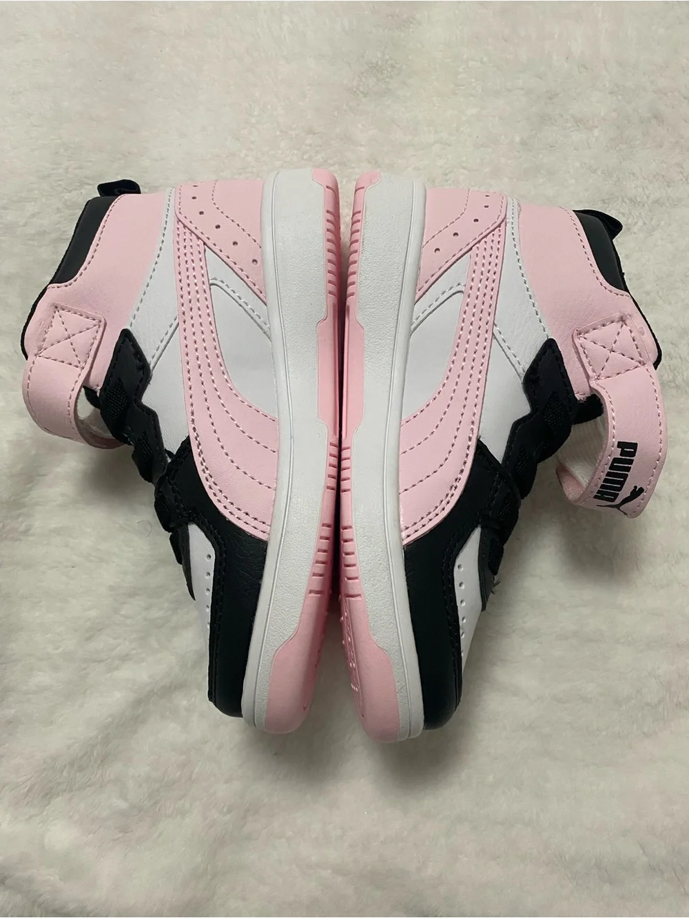 Puma Kids Black, Pink and White High-Top Sneakers